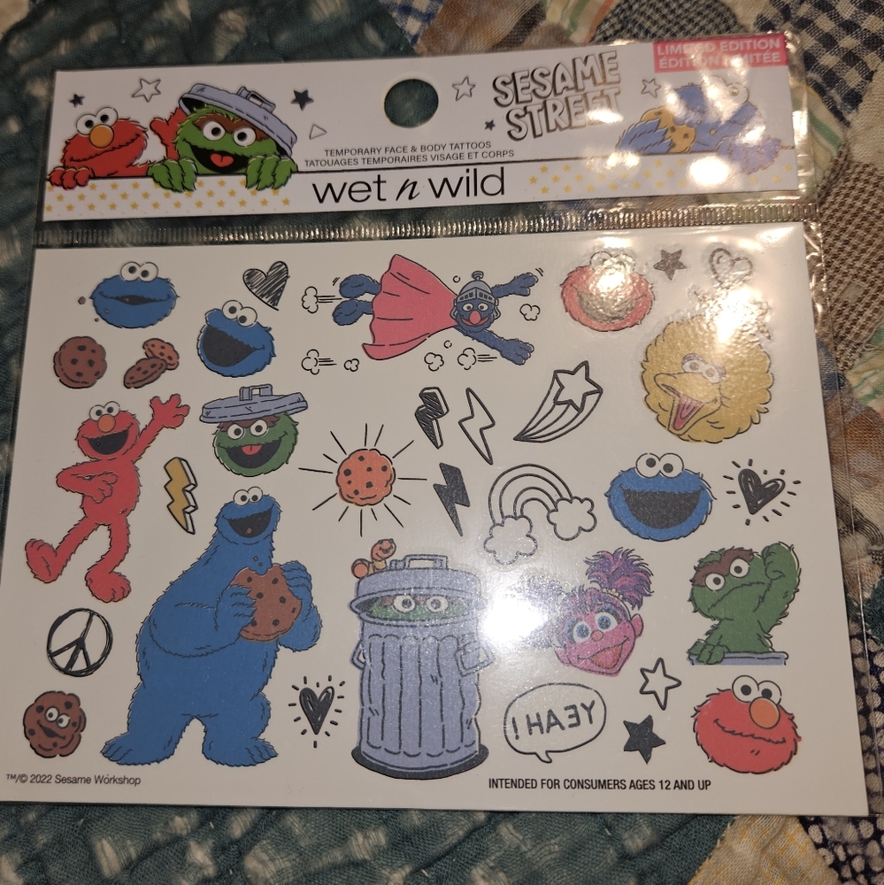 Wet n wild x Sesame Street limited edition temporary face and body tattoos